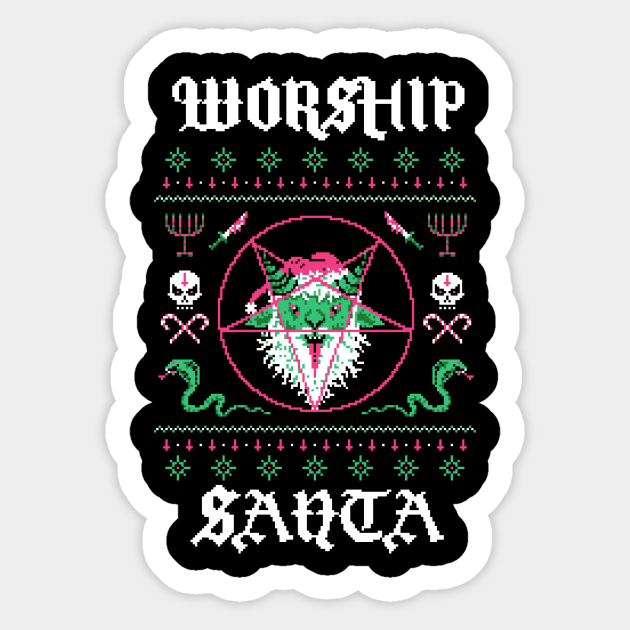 Worship Santa Sticker by Hillary White Rabbit